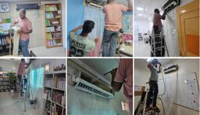 라마단 방학기간에 환경정비( 냉난방기 청소와 전정작업)